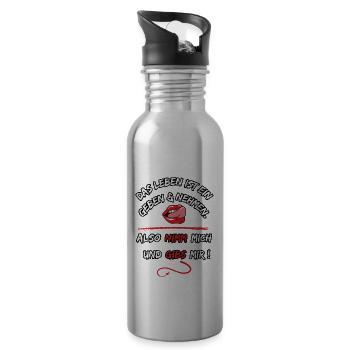 Life is a give and take, so take me - Water bottle with straw - silver - Right