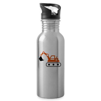 Excavator gift idea for children and adults - Water bottle with straw - silver - Right