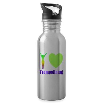 I love Trampolining - Water bottle with straw - silver - Right