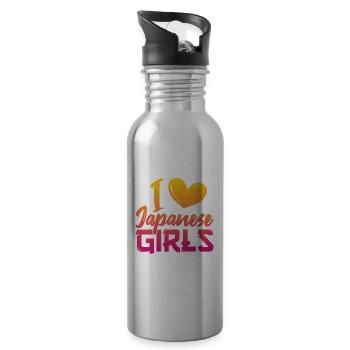J’aime les filles japonaises - Gourde avec paille intégrée - argent clair - Droite