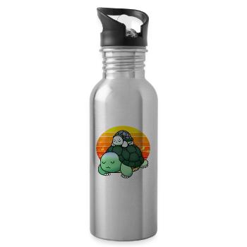 Schlafende Schildkröten weckt man nicht - Trinkflasche mit integriertem Trinkhalm - Lightsilver - Rechts