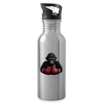 Boxer Gorilla - Water bottle with straw - silver - Right