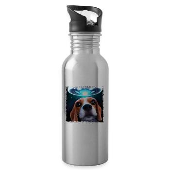UFO-Selfie mit Beagle - Trinkflasche mit integriertem Trinkhalm - Lightsilver - Rechts