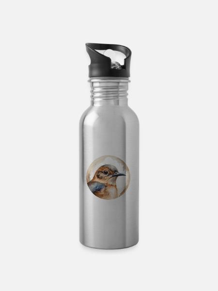 Zaunkönig - Trinkflasche mit integriertem Trinkhalm - Lightsilver