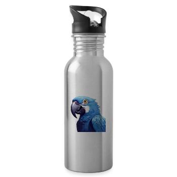 Hyacinth Macaw - Water bottle with straw - silver - Right