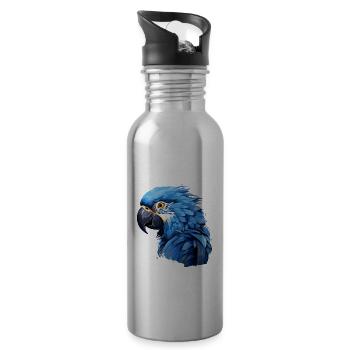 Hyazinth-Ara - Trinkflasche mit integriertem Trinkhalm - Lightsilver - Rechts
