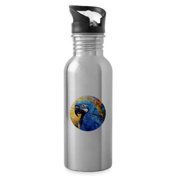 Hyacinth Macaw - Water bottle with straw - silver - Right