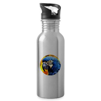 Hyacinth Macaw - Water bottle with straw - silver - Right