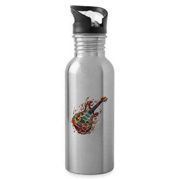 Pizza Gitarre - Trinkflasche mit integriertem Trinkhalm - Lightsilver - Rechts