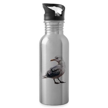 Baby Möwe Seevogel - Trinkflasche mit integriertem Trinkhalm - Lightsilver - Rechts