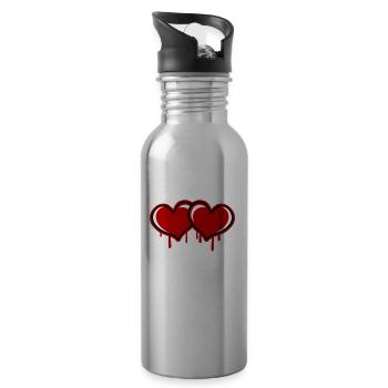 herzen symbol - Trinkflasche mit integriertem Trinkhalm - Lightsilver - Rechts