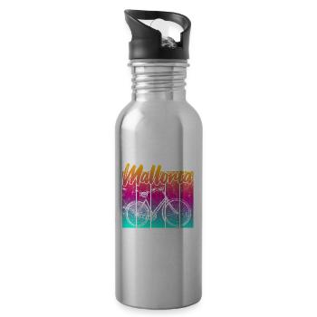 Vintage Bike Mallorca Sunset - Water bottle with straw - silver - Right