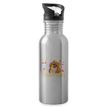 Pomeranian Liebhaber - Trinkflasche mit integriertem Trinkhalm - Lightsilver - Rechts