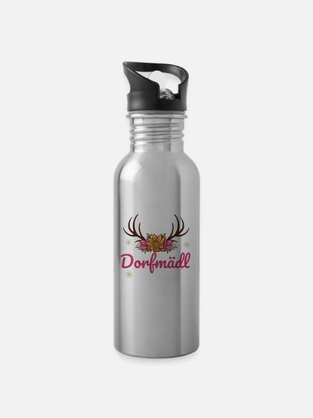 Dorfmädel Dorfmädchen Dorf Dorfmädl Damen - Trinkflasche mit integriertem Trinkhalm - Lightsilver