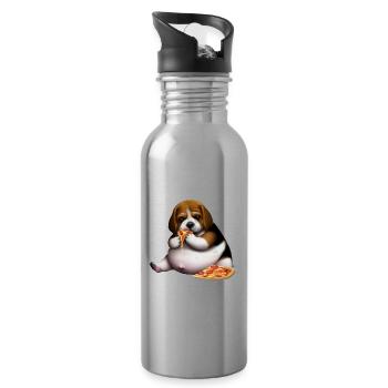 Pizza Lover Beagle Dog - Gourde avec paille intégrée - argent clair - Droite