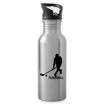 floorball floorball floorballteam floorball players - Water bottle with straw - silver - Right