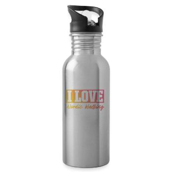 I love Nordic Walking - Water bottle with straw - silver - Right