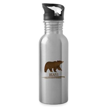 Braunbär Grizzly Wald Tier Lustiges Geschenk Bär - Trinkflasche mit integriertem Trinkhalm - Lightsilver - Rechts