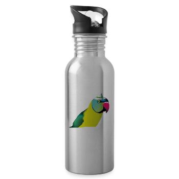 Indischer Ringelhals Papagei - Trinkflasche mit integriertem Trinkhalm - Lightsilver - Rechts