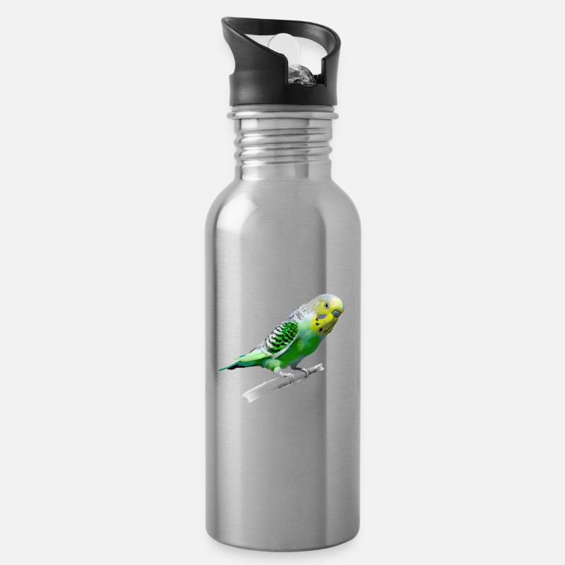 Süßer Wellensittich - Trinkflasche mit integriertem Trinkhalm - Lightsilver