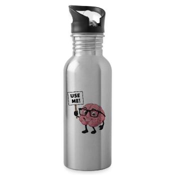 Benutze dein Gehirn Verstand Intelligenz - Trinkflasche mit integriertem Trinkhalm - Lightsilver - Rechts