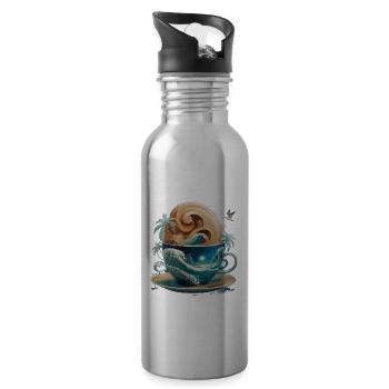 Tropical Beach Waves Kaffeetasse für eine - Trinkflasche mit integriertem Trinkhalm - Lightsilver - Rechts