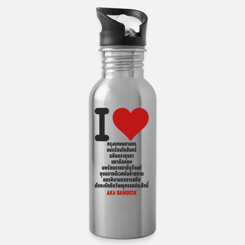 AKA Bangkok - Trinkflasche mit integriertem Trinkhalm - Lightsilver