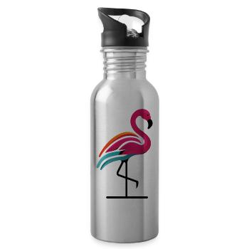 Flamingo - Trinkflasche mit integriertem Trinkhalm - Lightsilver - Rechts