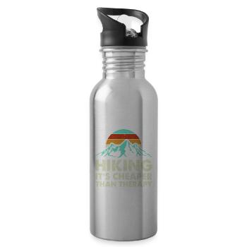 Hiking It's Cheaper Than Therapy Trekking Mountain - Trinkflasche mit integriertem Trinkhalm - Lightsilver - Rechts