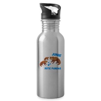 Chinesisches Tier Jungs Geschenk Roter Panda - Trinkflasche mit integriertem Trinkhalm - Lightsilver - Rechts