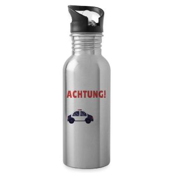 Kindergeburtstag Polizist 4 Jahre Kinder Polizei - Trinkflasche mit integriertem Trinkhalm - Lightsilver - Rechts