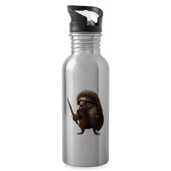 Hedgehogs of the world, protect yourselves with armor - Water bottle with straw - silver - Right