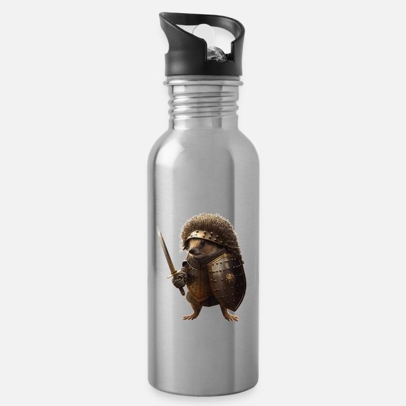 Igel der Welt, schützt euch durch eine Rüstung - Trinkflasche mit integriertem Trinkhalm - Lightsilver