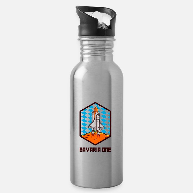 BAVARIA ONE Raumfahrt Bayern Geschenk - Trinkflasche mit integriertem Trinkhalm - Lightsilver