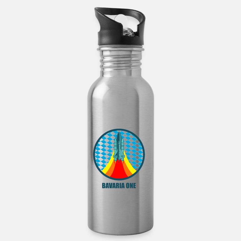 BAVARIA ONE Raumfahrt Bayern Geschenk - Trinkflasche mit integriertem Trinkhalm - Lightsilver
