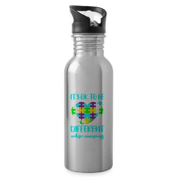 AUTISMUS ANDERS IST OK Geschenk Für Autist - Trinkflasche mit integriertem Trinkhalm - Lightsilver - Rechts