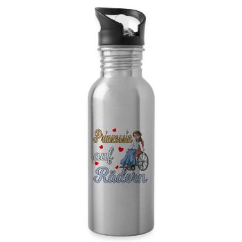 Prinzessin auf Rädern für eine Rollstuhlfahrerin - Trinkflasche mit integriertem Trinkhalm - Lightsilver - Rechts