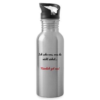 Ich sehe was, was du nicht siehst Lustiger Spruch - Trinkflasche mit integriertem Trinkhalm - Lightsilver - Rechts