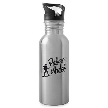 Pälzer Mädel Pfälzerin Pfalz Wandern - Trinkflasche mit integriertem Trinkhalm - Lightsilver - Rechts