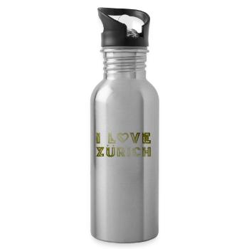 I Love Zurich - Water bottle with straw - silver - Right
