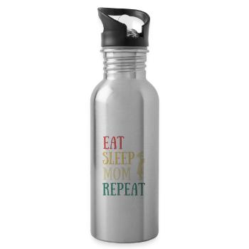 eat sleep mom humor mom baby gift schwangerschaft - Trinkflasche mit integriertem Trinkhalm - Lightsilver - Rechts