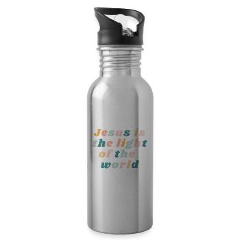 Jesus ist das Licht der Welt Bunter Christ - Trinkflasche mit integriertem Trinkhalm - Lightsilver - Rechts