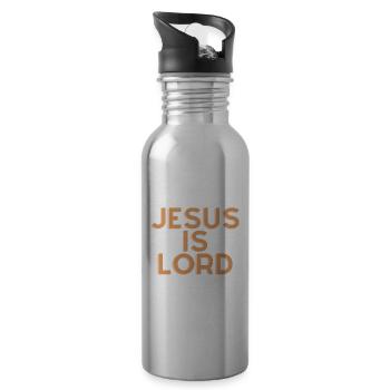 Jesus Is Lord - Christian Quote - Water bottle with straw - silver - Right
