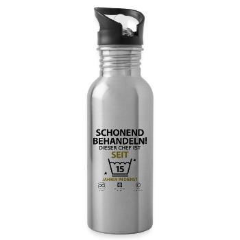 Chef Jubiläum Firmenjubiläum 15 Jahre Jähriges - Trinkflasche mit integriertem Trinkhalm - Lightsilver - Rechts