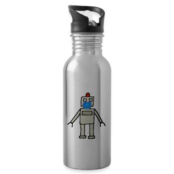 Baby Roboter mit Schnuller - Trinkflasche mit integriertem Trinkhalm - Lightsilver - Rechts