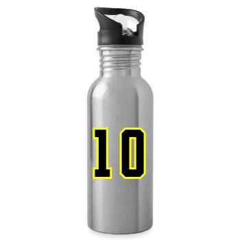 10 Zahl Trikot Zehn - Trinkflasche mit integriertem Trinkhalm - Lightsilver - Rechts