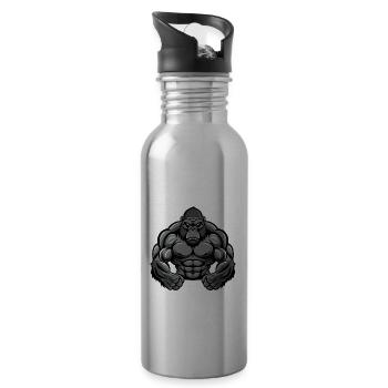Gorilla Muscles Fitness - Water bottle with straw - silver - Right