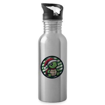Turtle Christmas X-Mas - Water bottle with straw - silver - Right