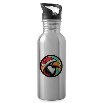 Toucan Bird Christmas X-Mas - Water bottle with straw - silver - Right