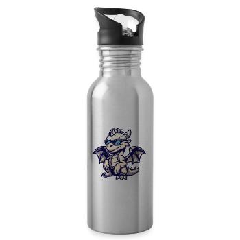 dragon animal - Water bottle with straw - silver - Right